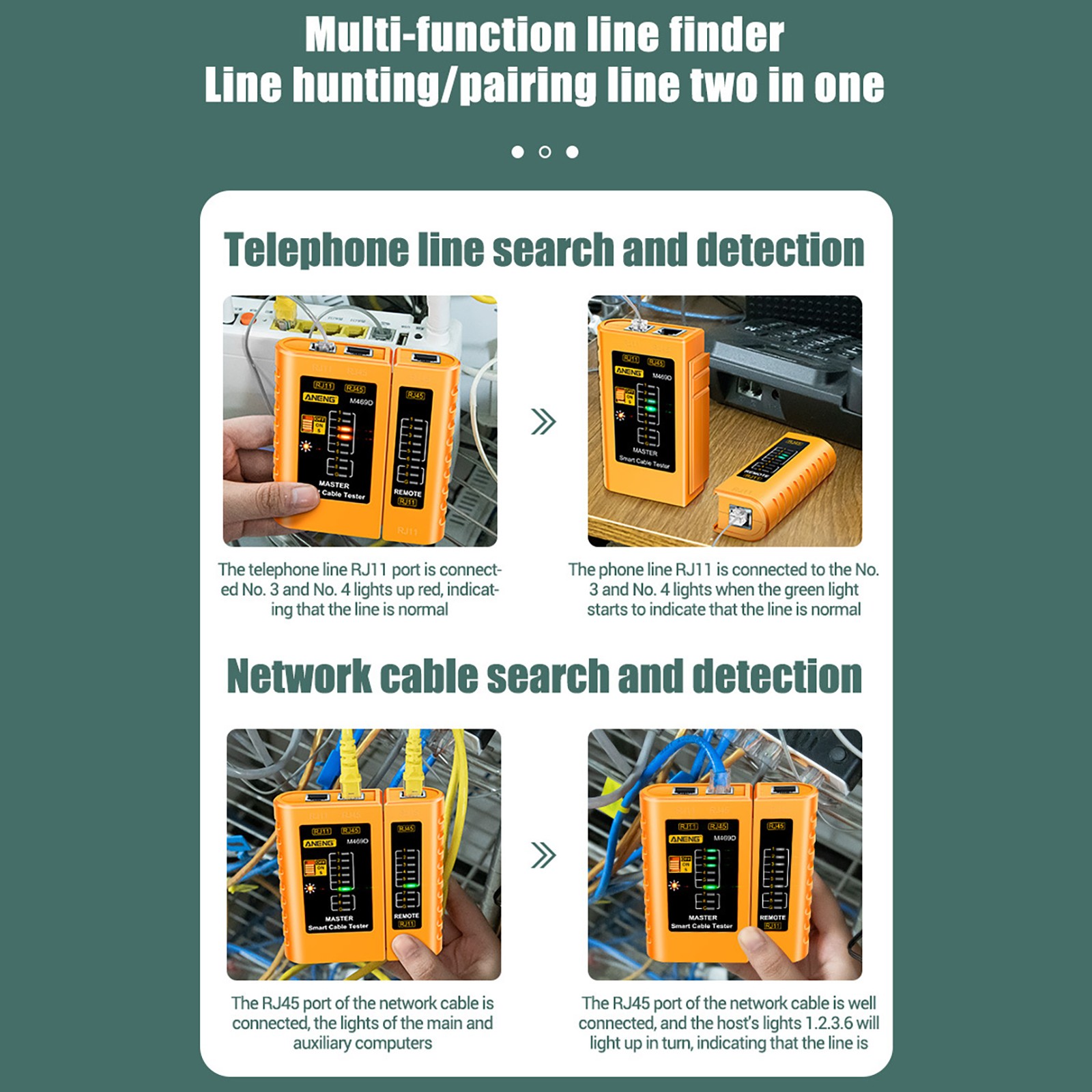Networks Cable Tester Ethernet RJ45 RJ11 LAN Wire Telephone Cable Testing Tool