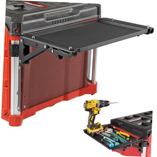 Folding Magnetic Side Table Compatible with Milwaukee Packout Toolbox, No