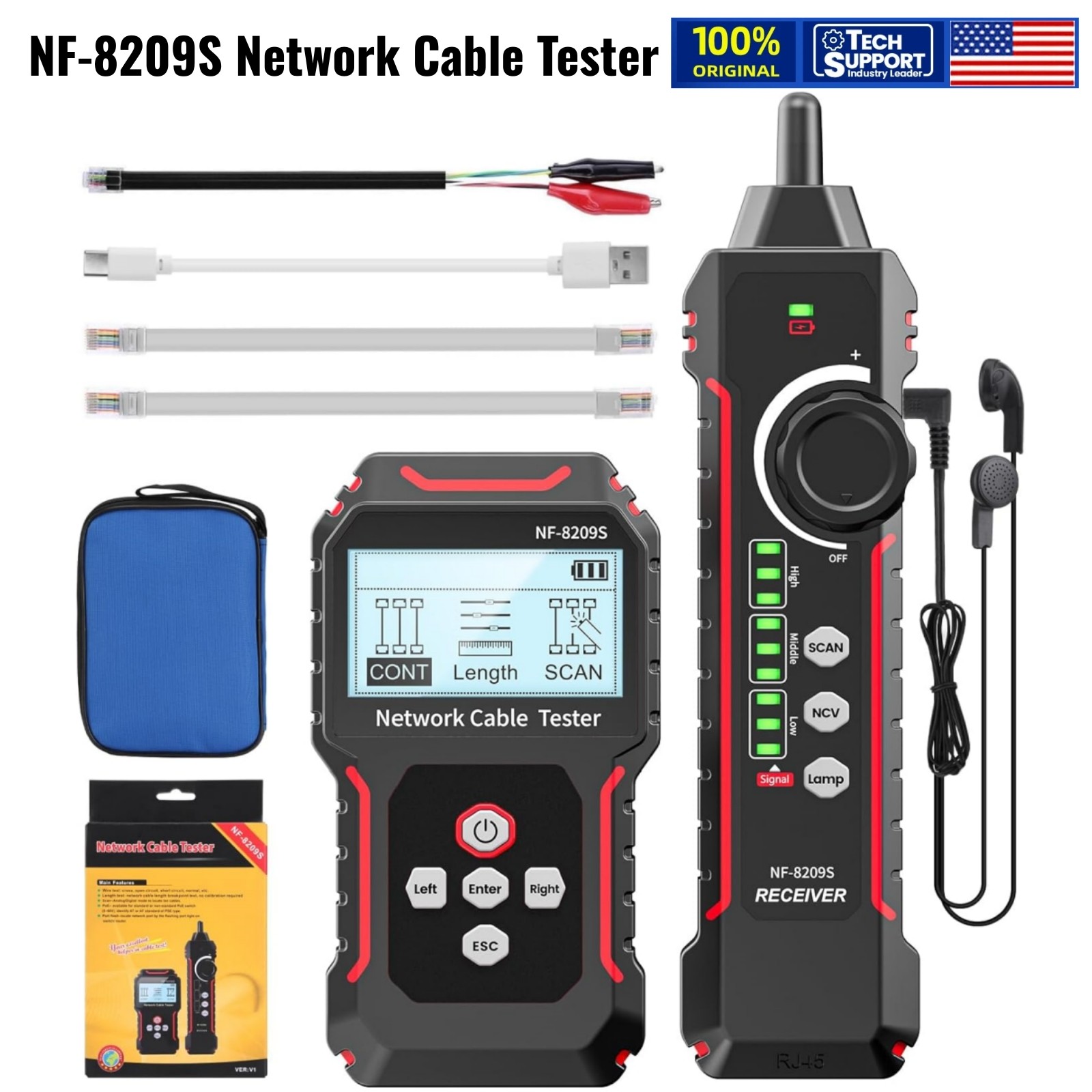 RJ45 Network Ethernet Cable Tester NF-8209S with NCV & Lamp for CAT5 CAT6 CAT6a