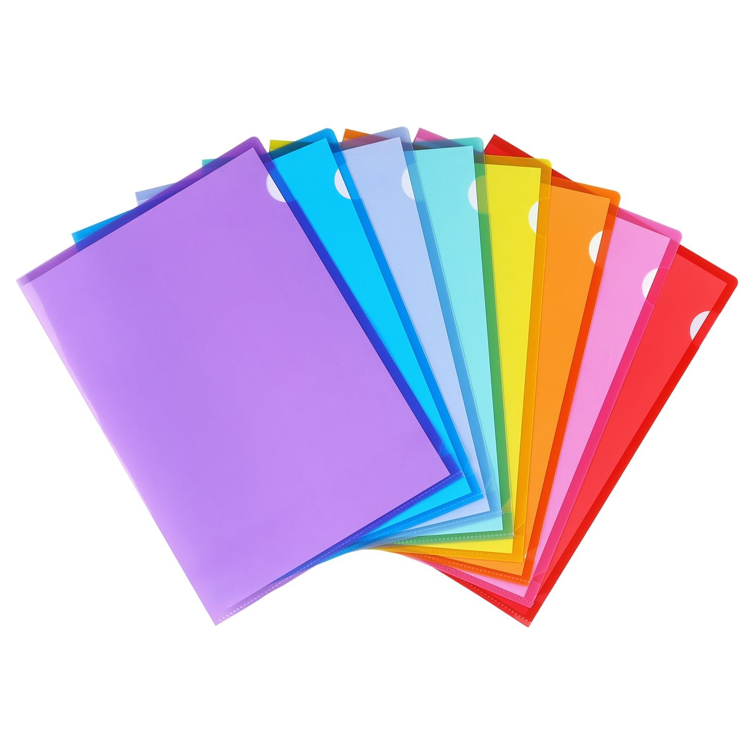 16 Pack Clear Plastic Folders Sleeves for Documents, 8 Colors