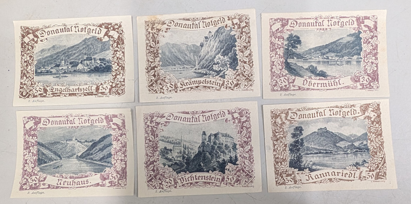 Early 1920s AUSTRIA Notgeld Emergency Money Banknote Coin SET OF SIX (#K1106)