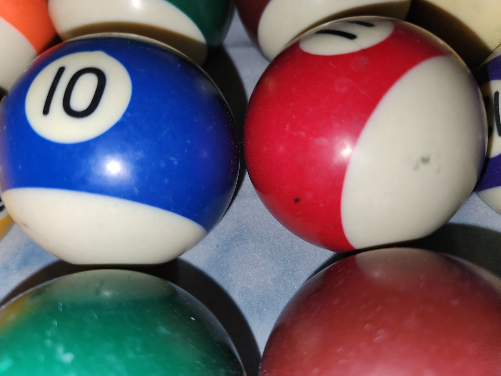 Billiards Lot of 19 Billards Balls, Pool Balls, Triangle, 9 Pieces of Cue Chalk