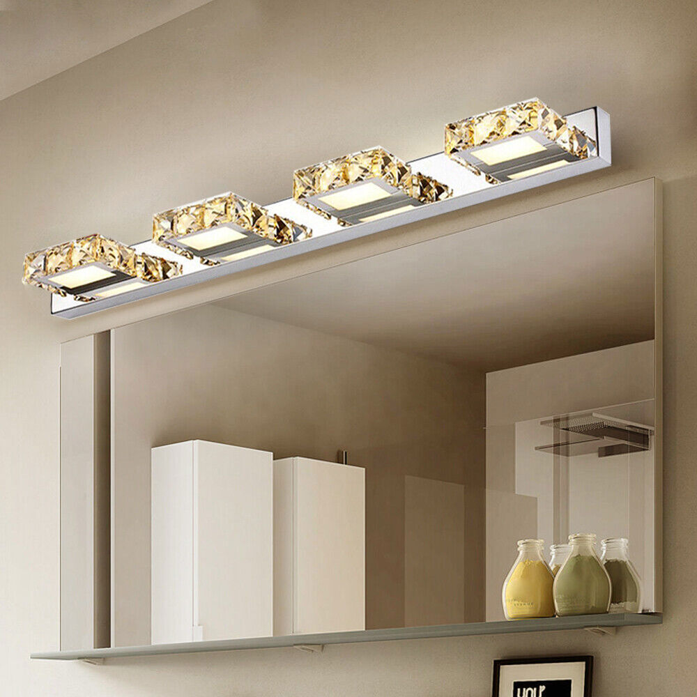 Modern LED Crystal Front Mirror Toilet Wall Lamp Make-up Vanity Light Bathroom