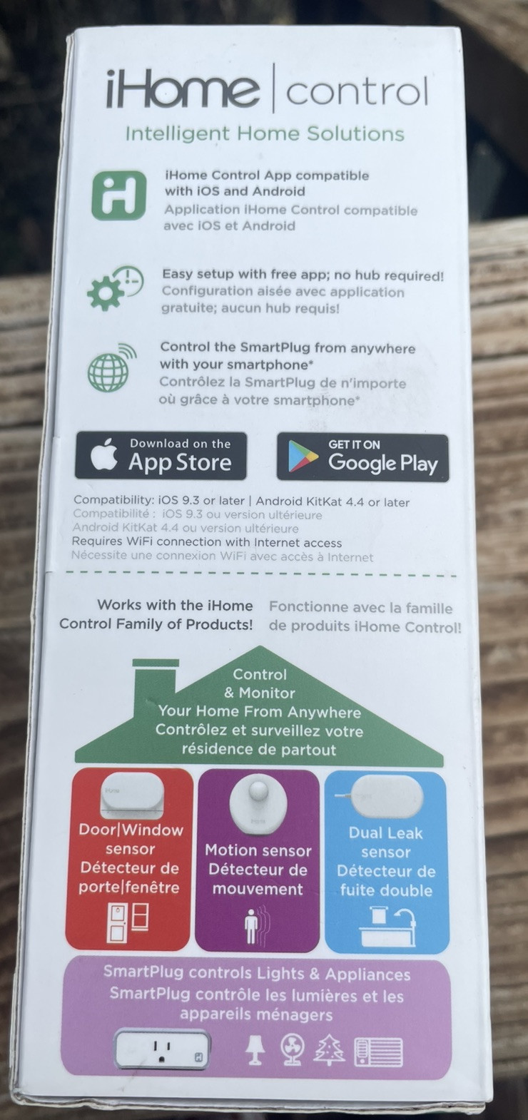 NEW iHome Control Wifi Door/Window Battery Powered Sensor White ISB04WC