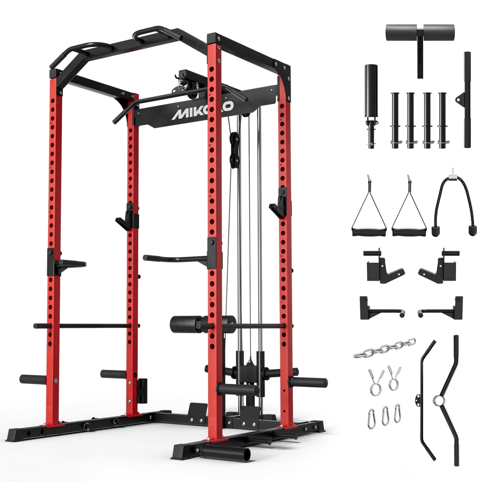 F4 2.0 Power Cage with  Training Attachments for Home Gym (Red)