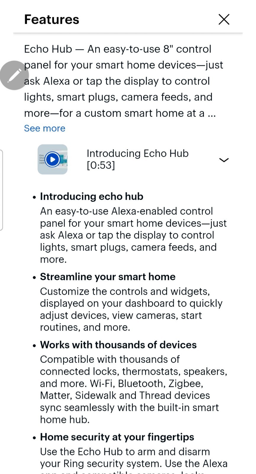 New Amazon Echo Hub 8" Smart Home Control Panel with Alexa White