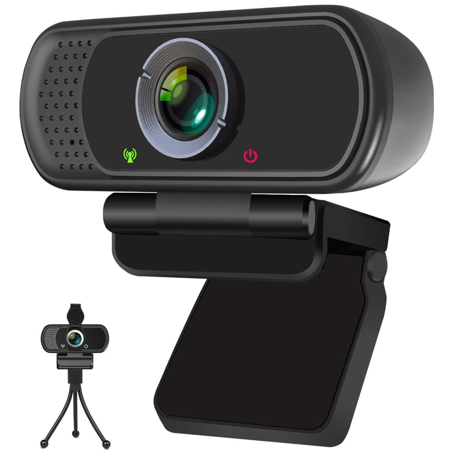 Full HD 1080P Webcam with Privacy Shutter and Tripod Pro Streaming Web Camera...