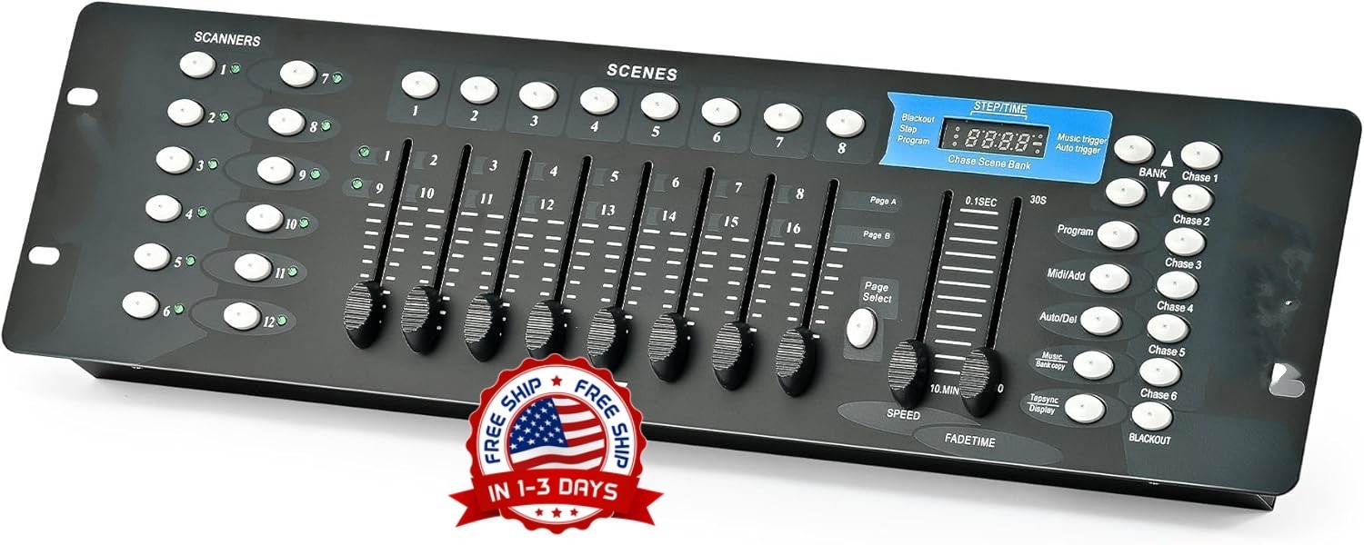 Controlador DMX, controlador de iluminación DMX 512 de 192 canales, consola DMX