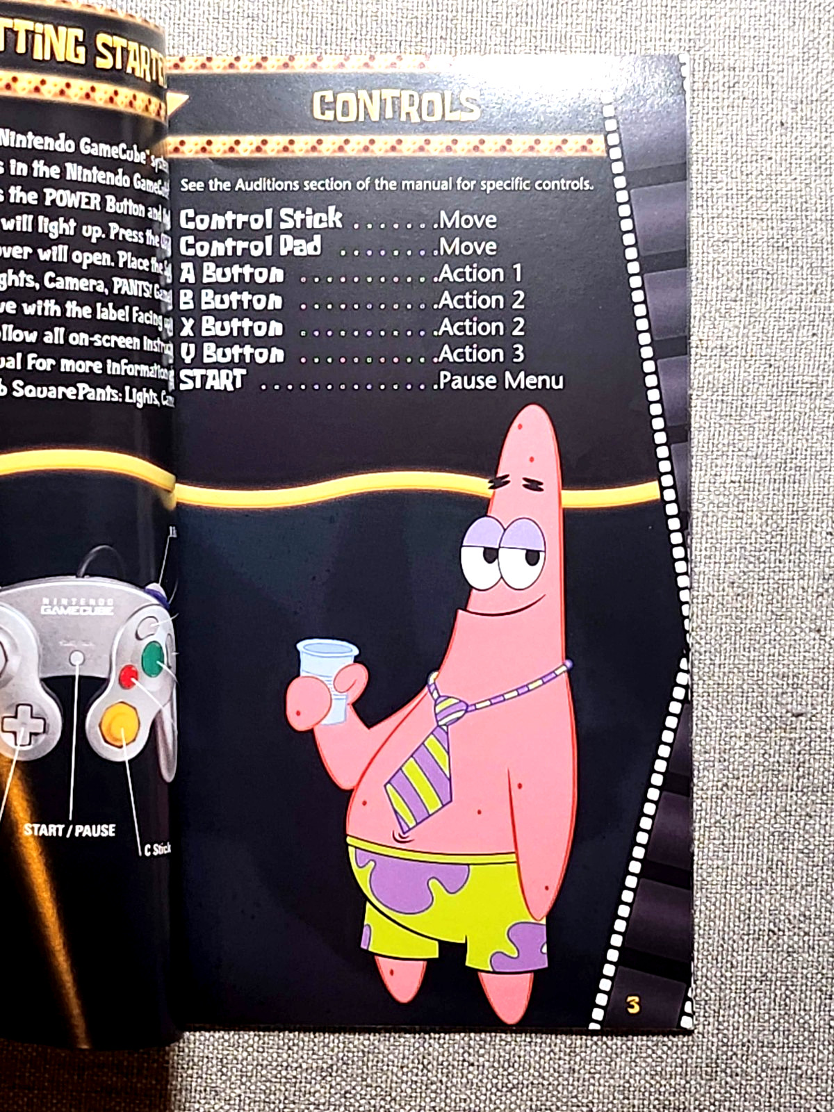 SpongeBob SquarePants Lights, Camera, Pants! Instruction Manual Only - GameCube