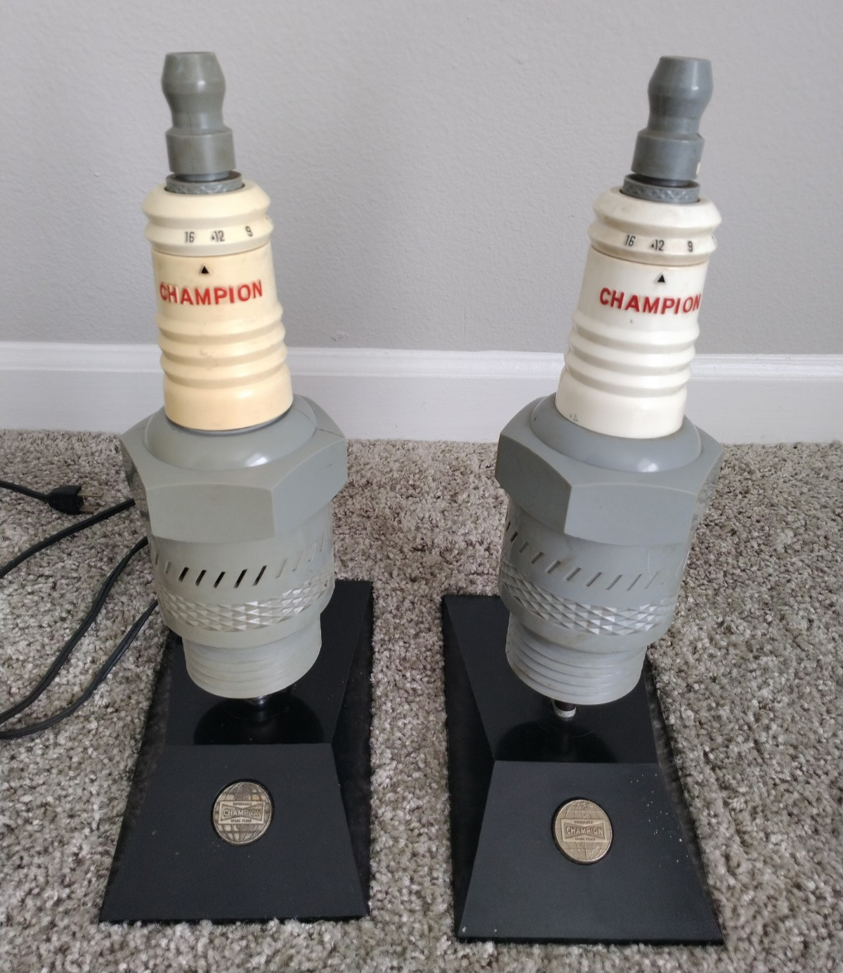 Lot Of 2 Vintage CHAMPION Advertising Spark Plug AM Transistor Radio PART REPAIR