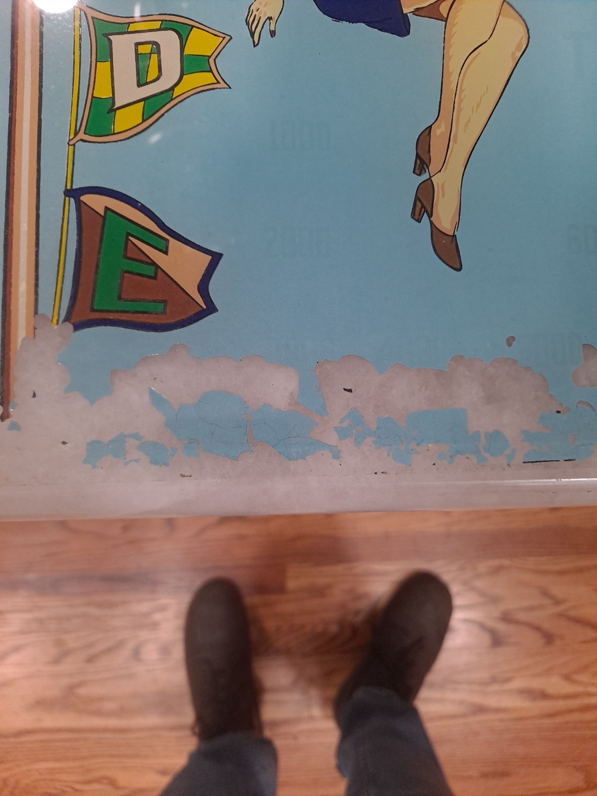 GOTTLIEB,S, ON DECK, Original Pinball Machine BACK GLASS, 1964