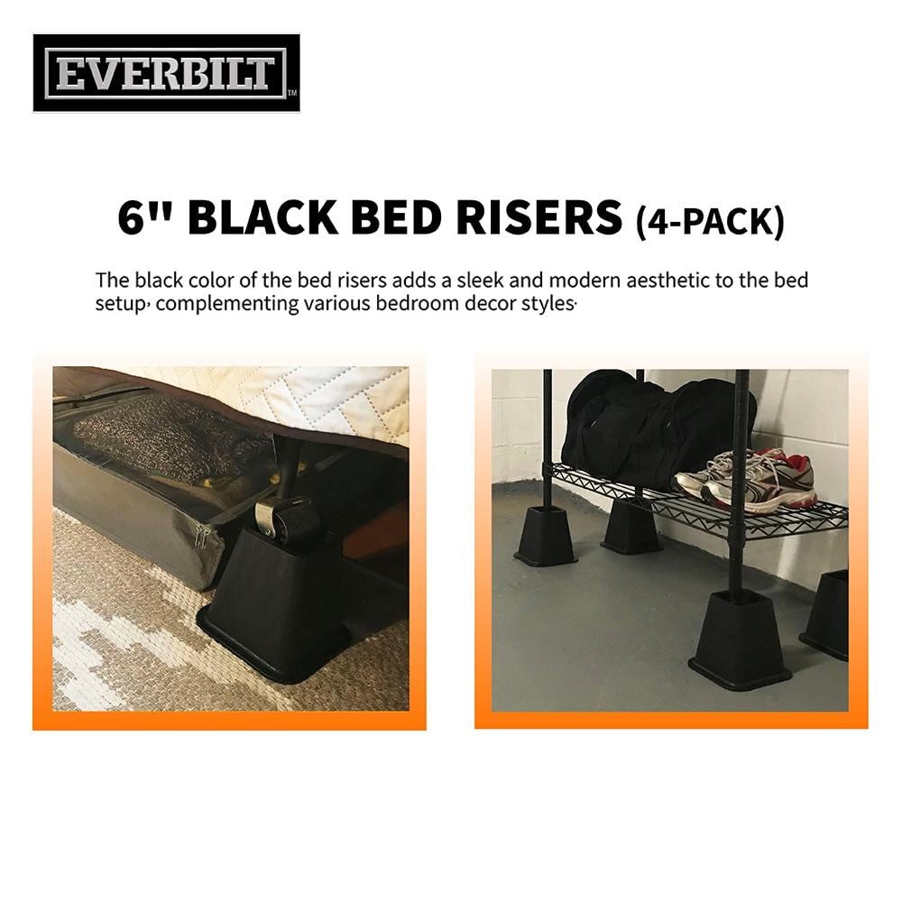 Everbilt 6 in. Black Bed Risers (4-Pack)