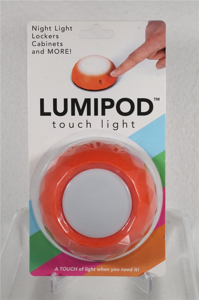 LUMIPOD Touch Light - ORANGE - Stick Anywhere Adhesive Backing - NEW in Package!