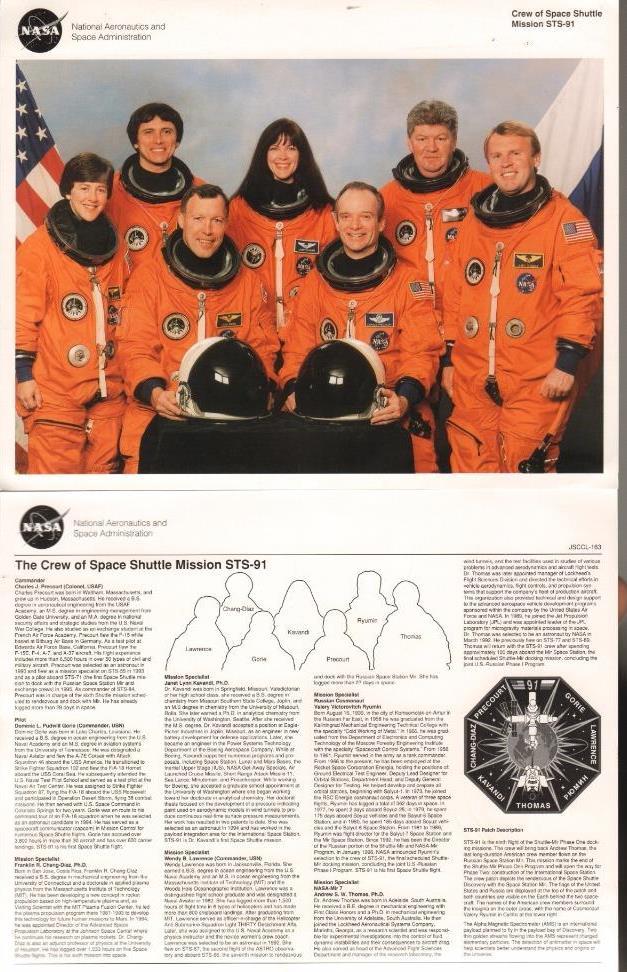 8 X 10" PHOTOGRAPH VINTAGE NASA JSCCL163 SPACE SHUTTLE DISCOVERY STS 89 CREW VGC