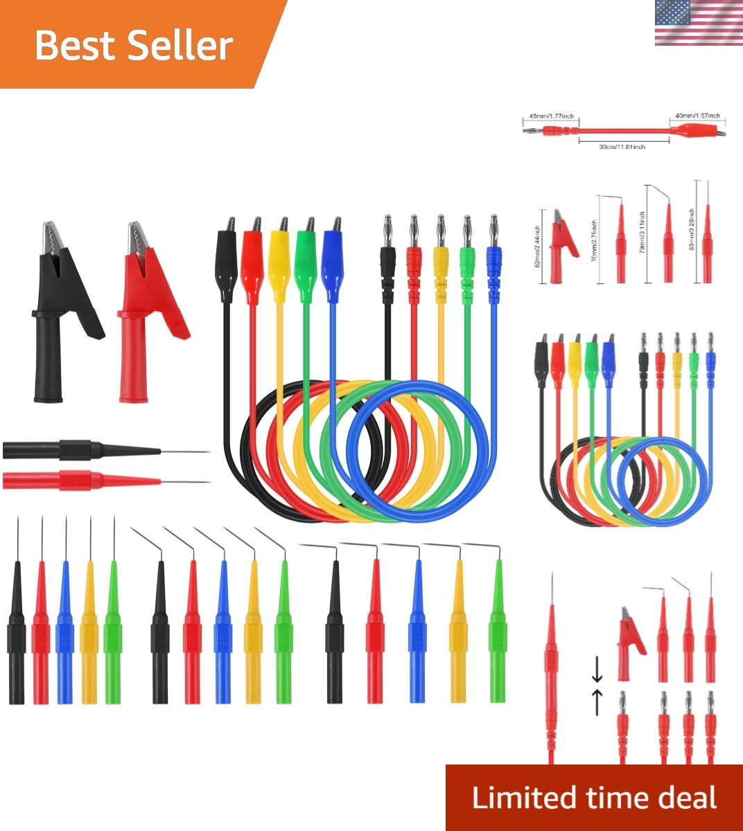 Back Probe Kit Banana Plug to Copper Alligator Clip Automotive  Leads Set wit...