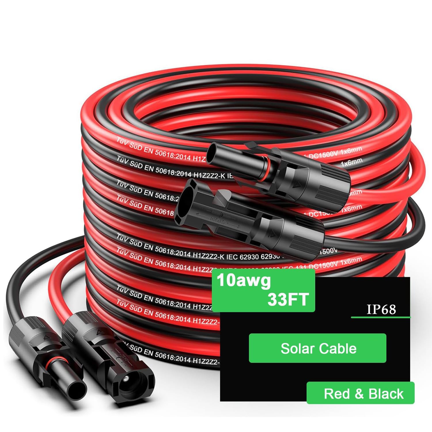 Jxmxrpv 33Ft Solar Panels Extension Cables 6Mm Pv Cable Male And Female