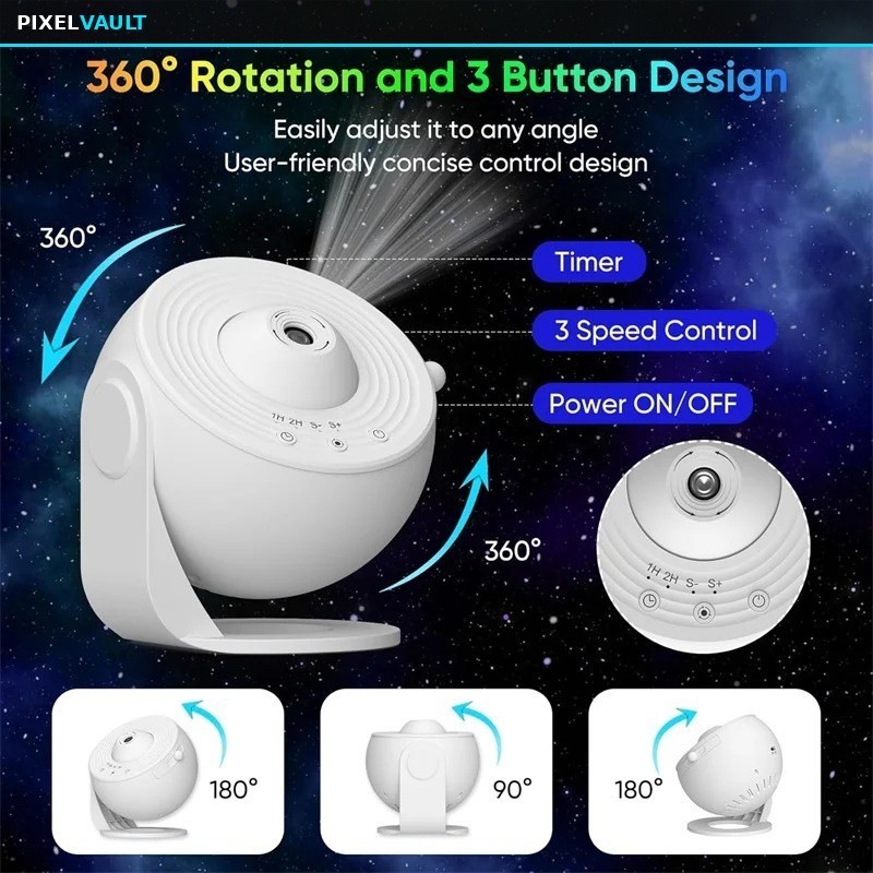 Galaxy Projector Starry Sky Night Light 360 Rotate Planetarium LED Lamp AU