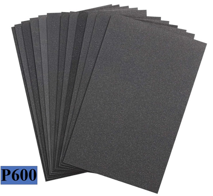 P600 25PCS 5.5"x9" Wet Dry Silicon Carbide Sandpaper Set SandingSheets For Metal