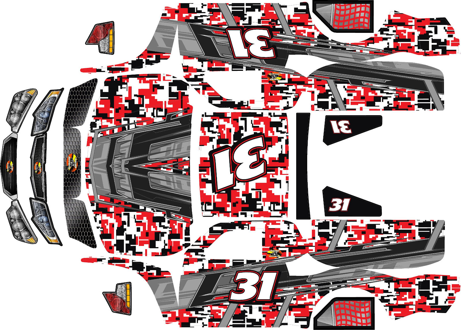 Losi 5ive T HPI   wrap decals stickers Red Digital Camo BIG FLEX ROVAN HOONAGE