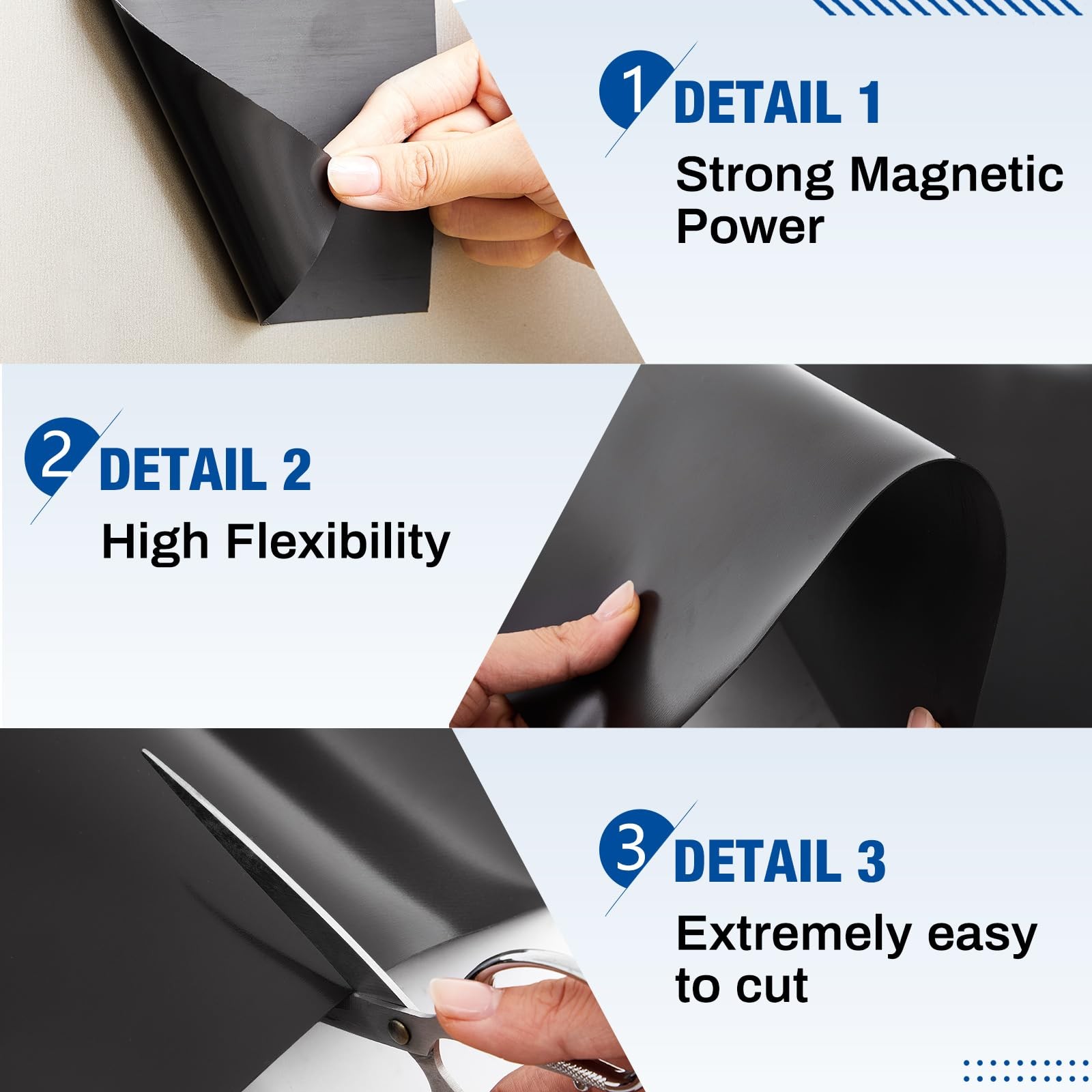 8.5" x 5 ft Extra Large Magnetic Sheets Roll for Crafts, 30 Mil Black Flexibl...