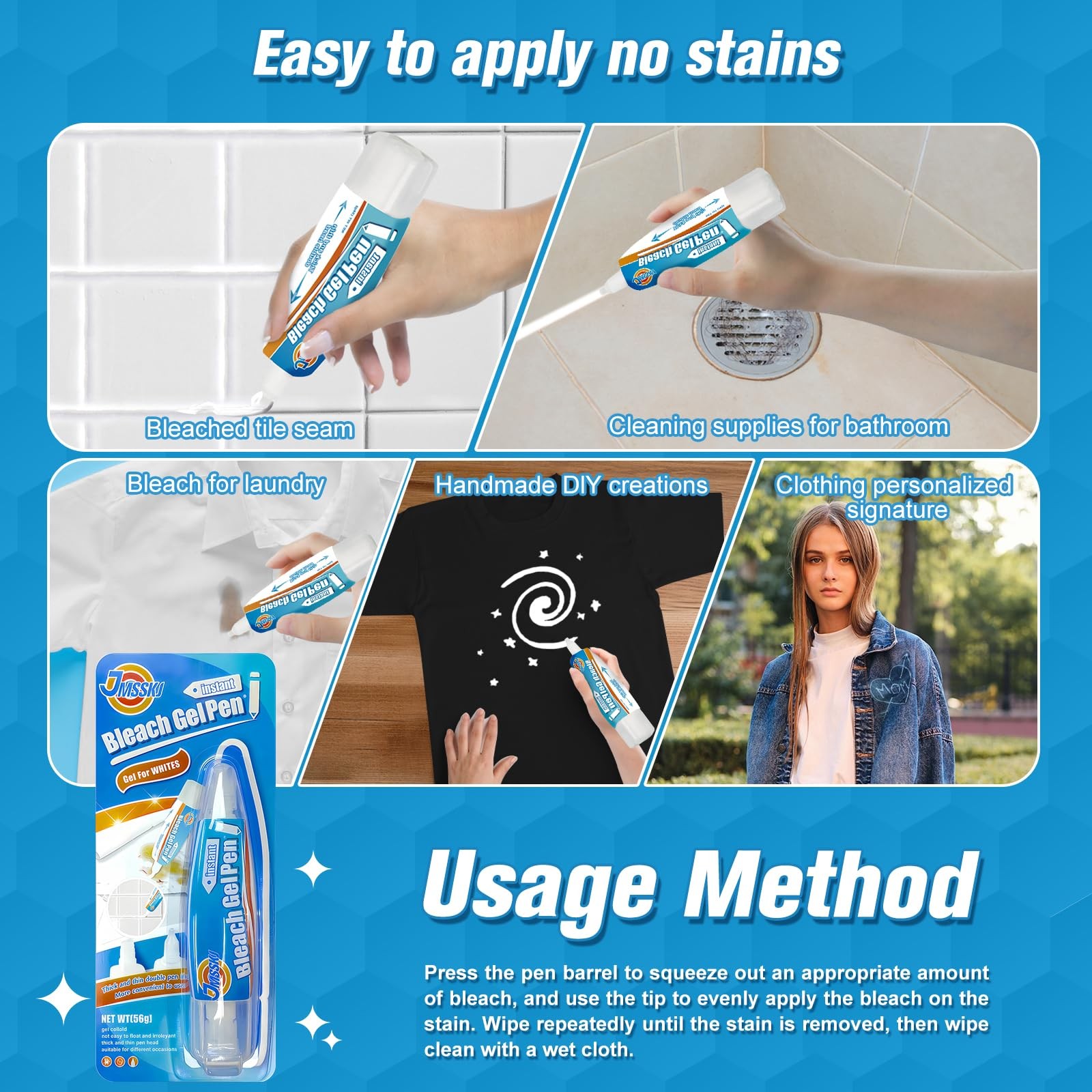 Bleach Pen for Clothes Stain Remover - 1.76 Fl Oz (Pack of 1), Pearl white