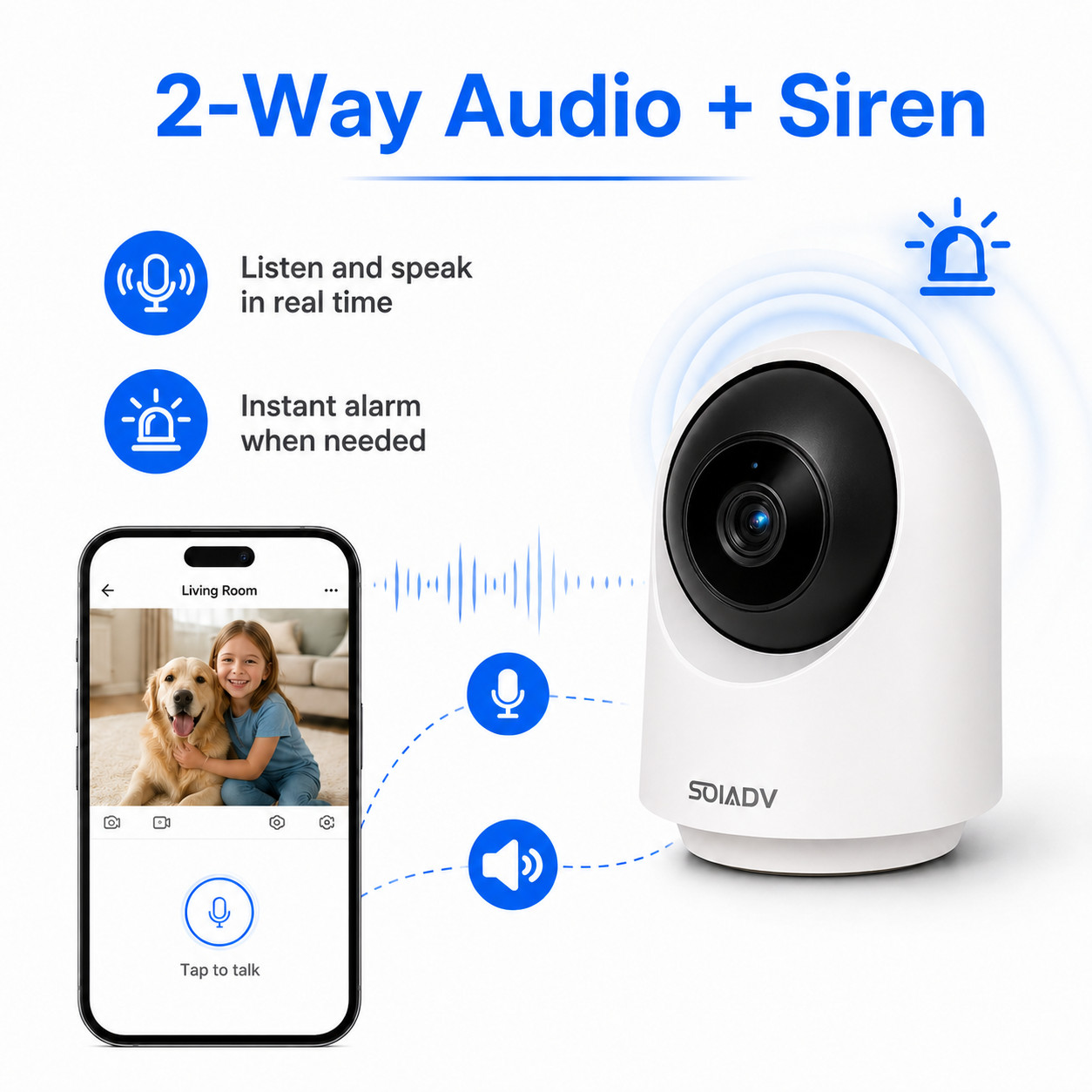 SOIADV WiFi Security Camera Indoor 360° AI Movement Detection Cloud/SD 2PACK