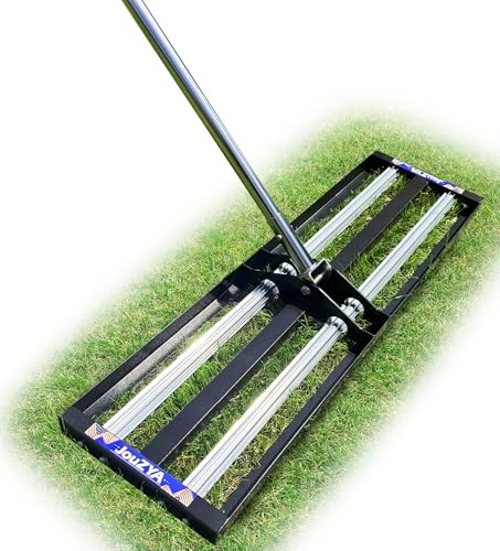 Updated Lawn Leveling Rake with Aluminum Rollers, Stainless Steel 17"x10"