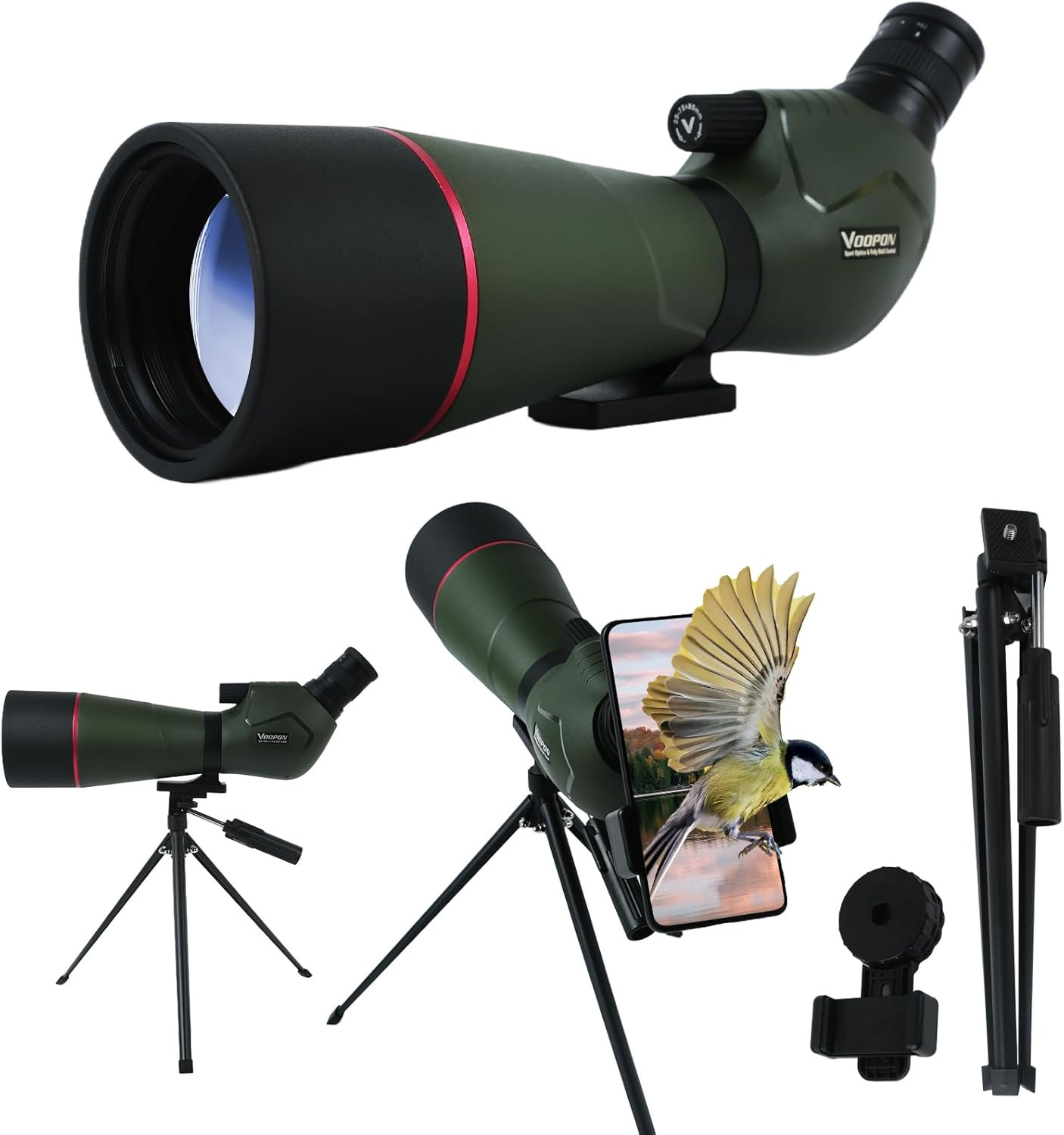 25-75X80 Compact Spotting Scope Ultra Bright HD Lens Waterproof Frogproof Nitrog