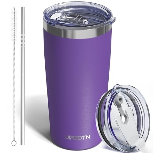 Travel Coffee Tumbler 20oz, Leakproof Travel Coffee Coated Base (1 Pack) Purple