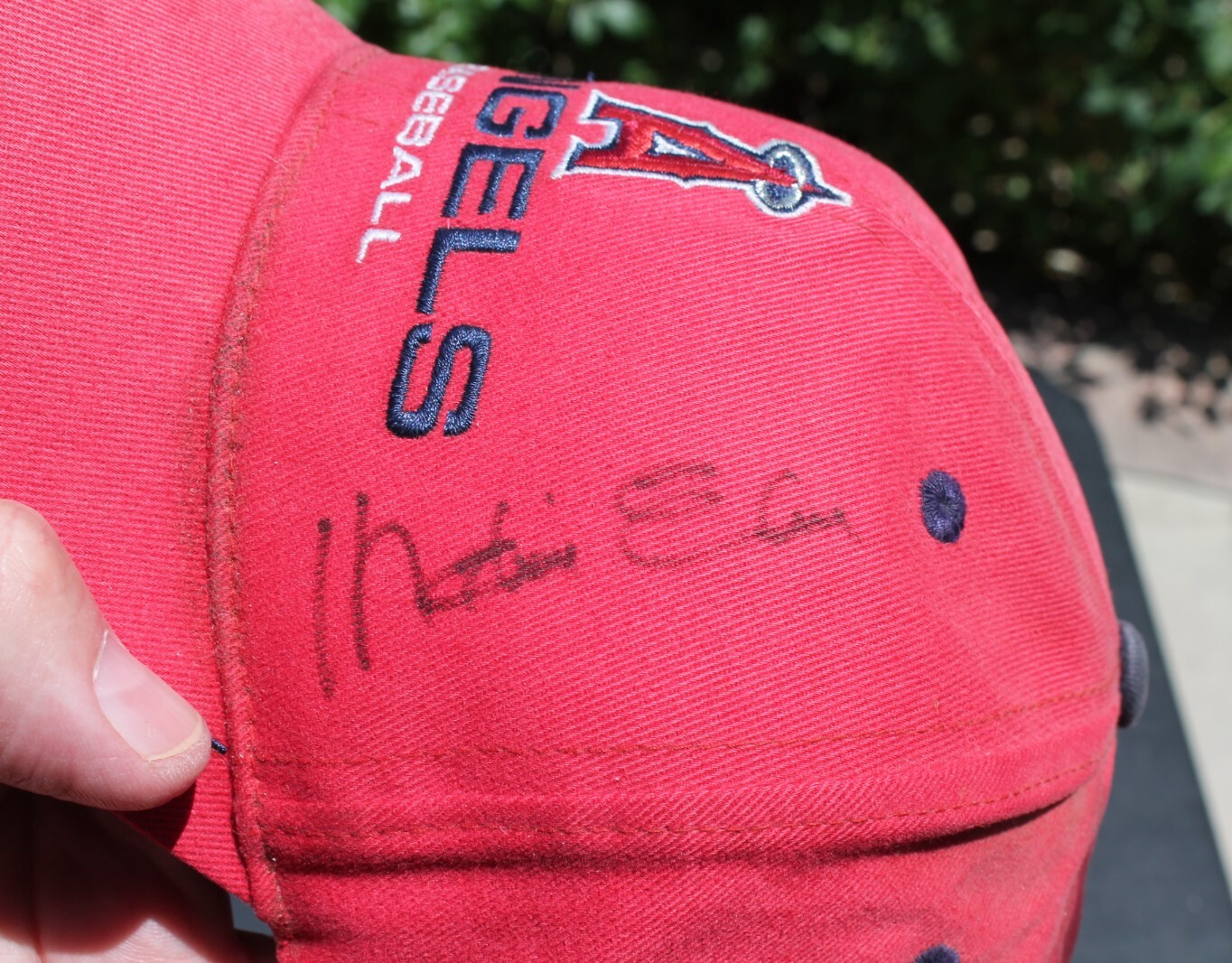 Angeles Baseball Hat Cap AUTOGRAPHED /Signed, Red Adjustable Back- Fits all