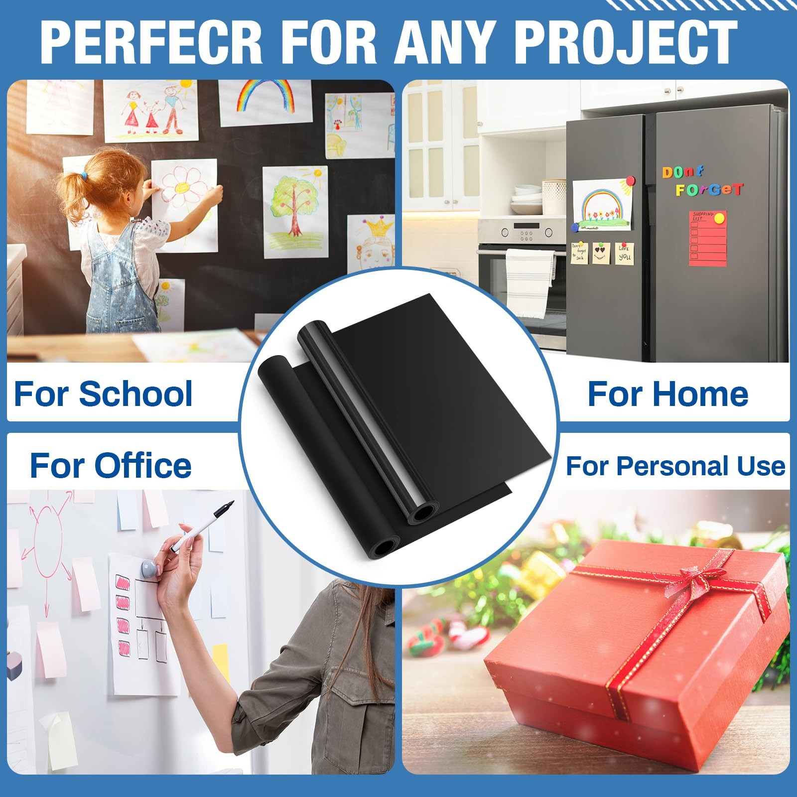 8.5" x 5 ft Extra Large Magnetic Sheets Roll for Crafts, 30 Mil Black Flexibl...