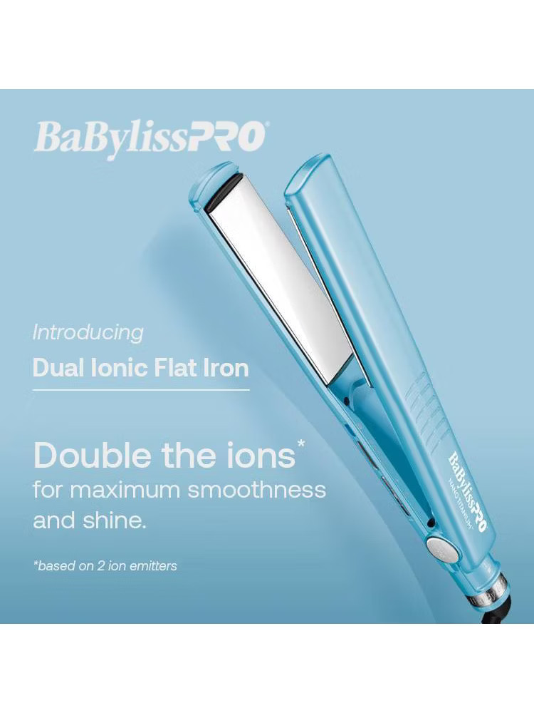 BaBylissPRO Nano Titanium Dual Ionic Flat Iron - Blue - 1.25"