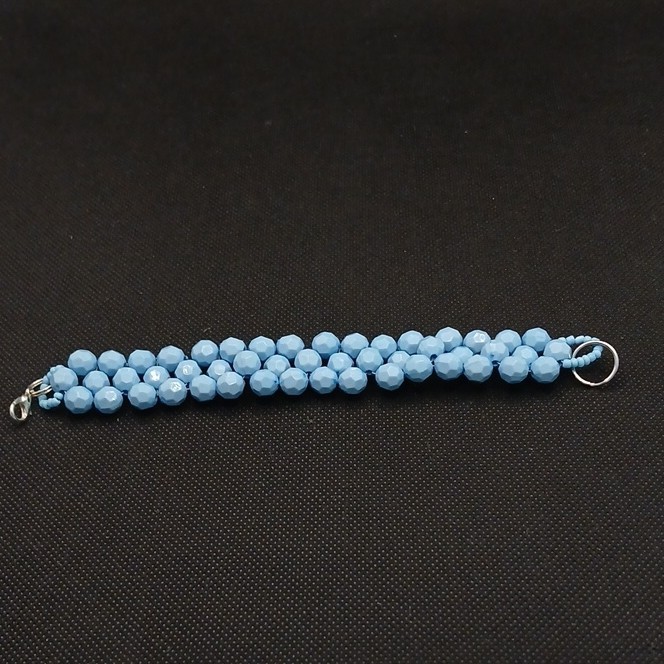 Handcrafted Beaded acrilic Bracelet Blue Lobster Closure Adjustable Round