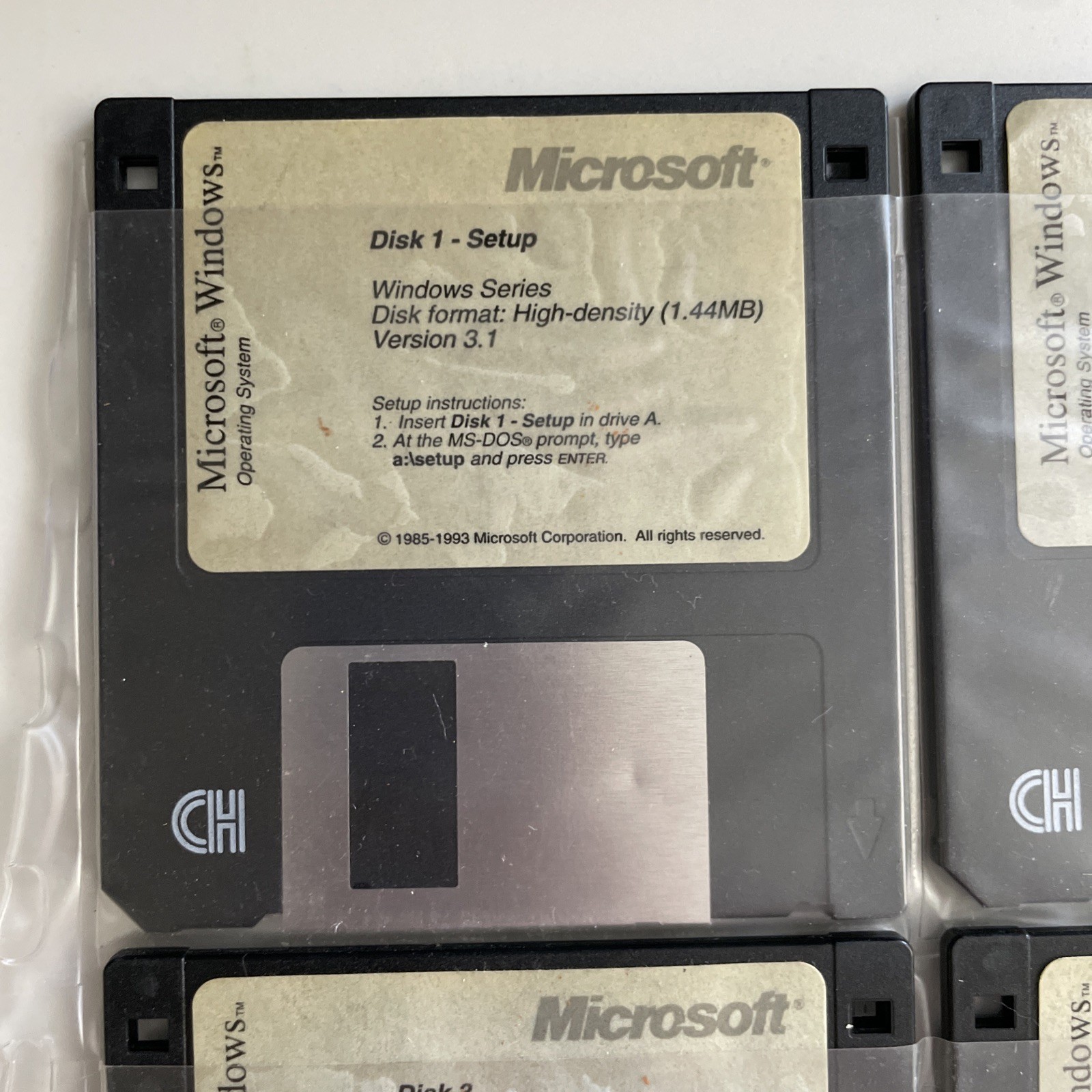Microsoft Windows 3.1 Operating System 3.5" Floppy Disk Set English