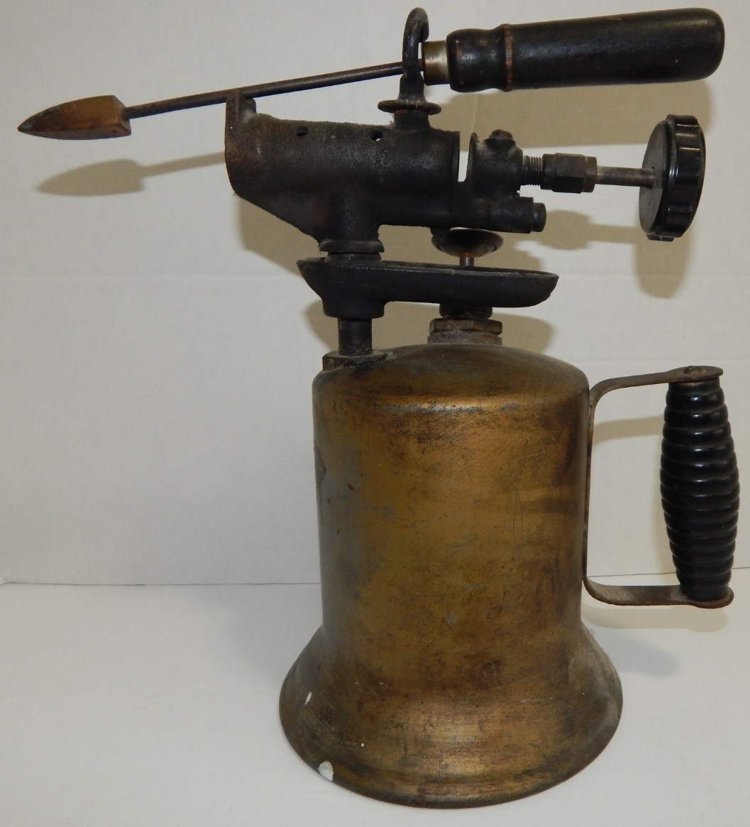 Vintage Dunlap Model 5549 Blow Torch Bakelite Handle Brass W/ Soldering Iron