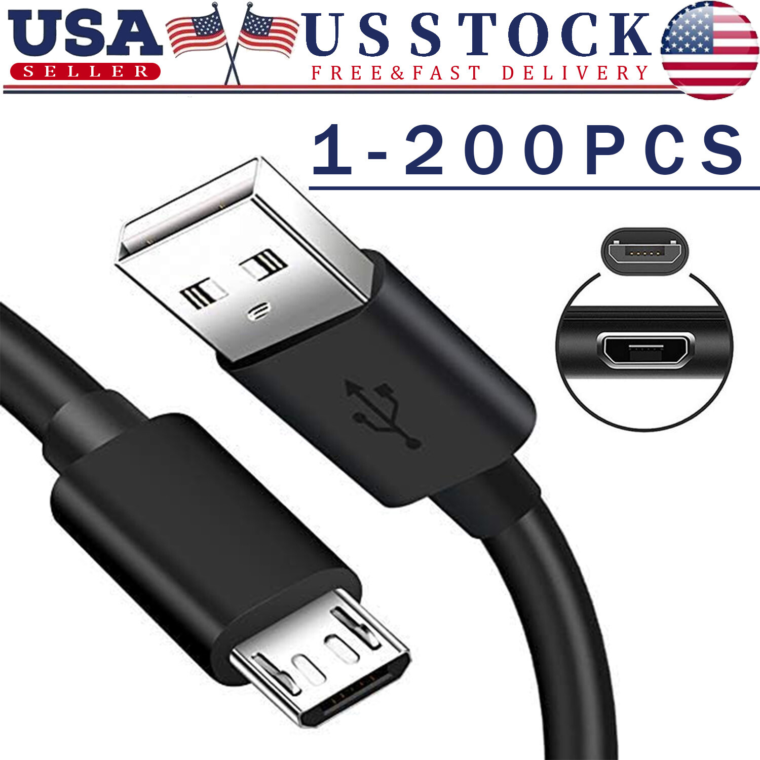 3/6ft Micro USB Fast Charging Cable Cord For Samsung Android Phone Charger Lot