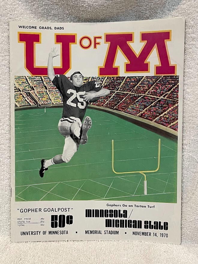 VINTAGE 1970 Minnesota Gophers vs. Michigan State Spartans Football Program NICE