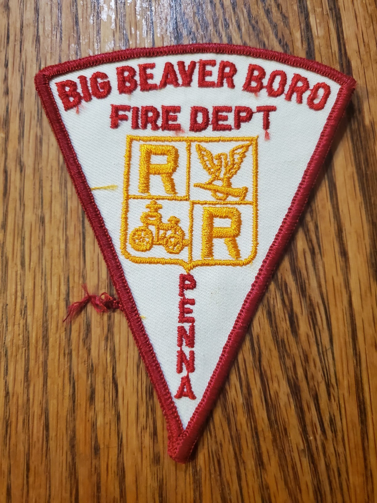 vintage embroidered patch for the Big Beaver Borough Fire Dept. in Pennsylvania