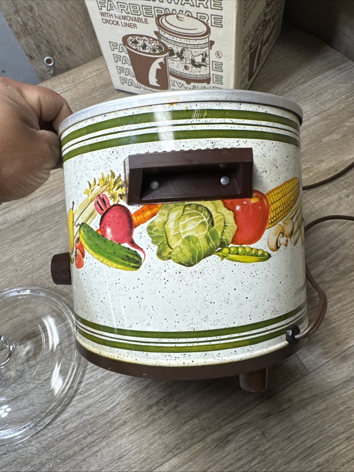 Vintage Farberware Crock-R-Cooker Crockpot Fruits & Vegetable Design
