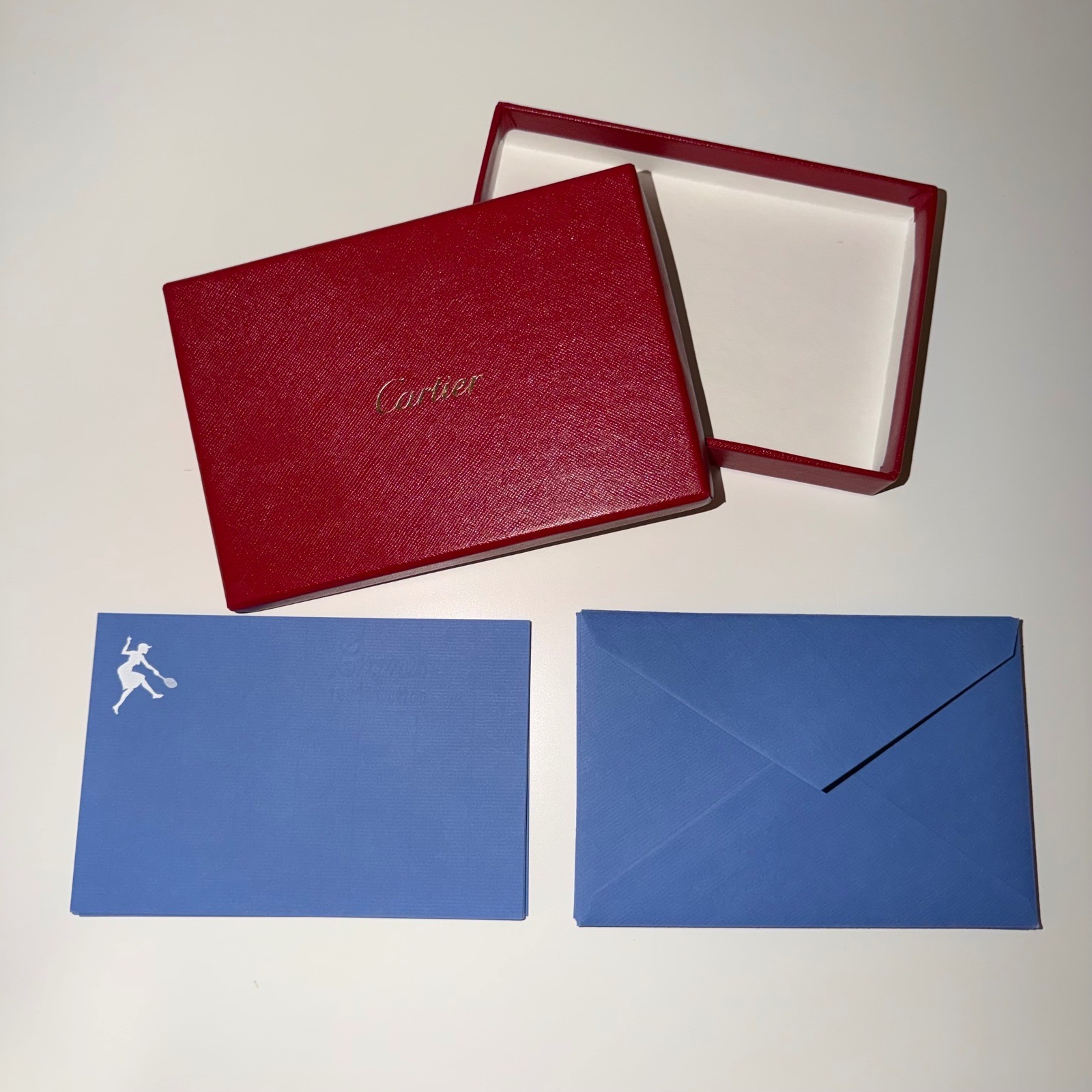 Cartier Tennis Player Stationery Set Blue Note Cards 27100182 set of 6