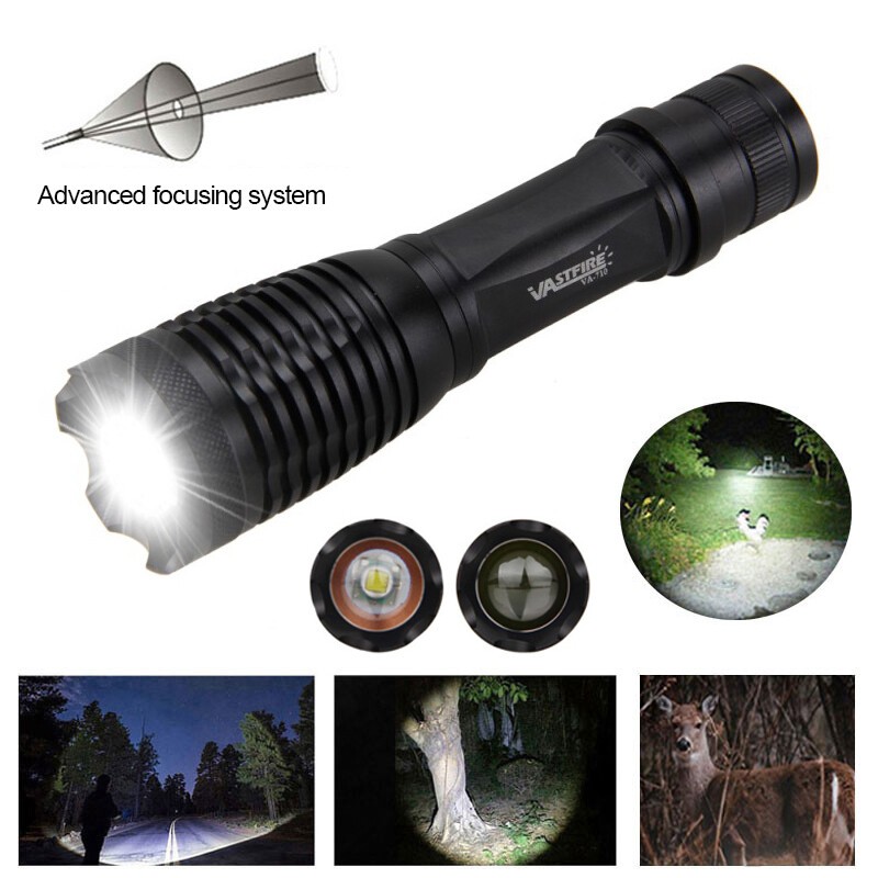 Rechargeable LED Flashlight 800Yards Work Light Predator Zoomable Torch + Switch
