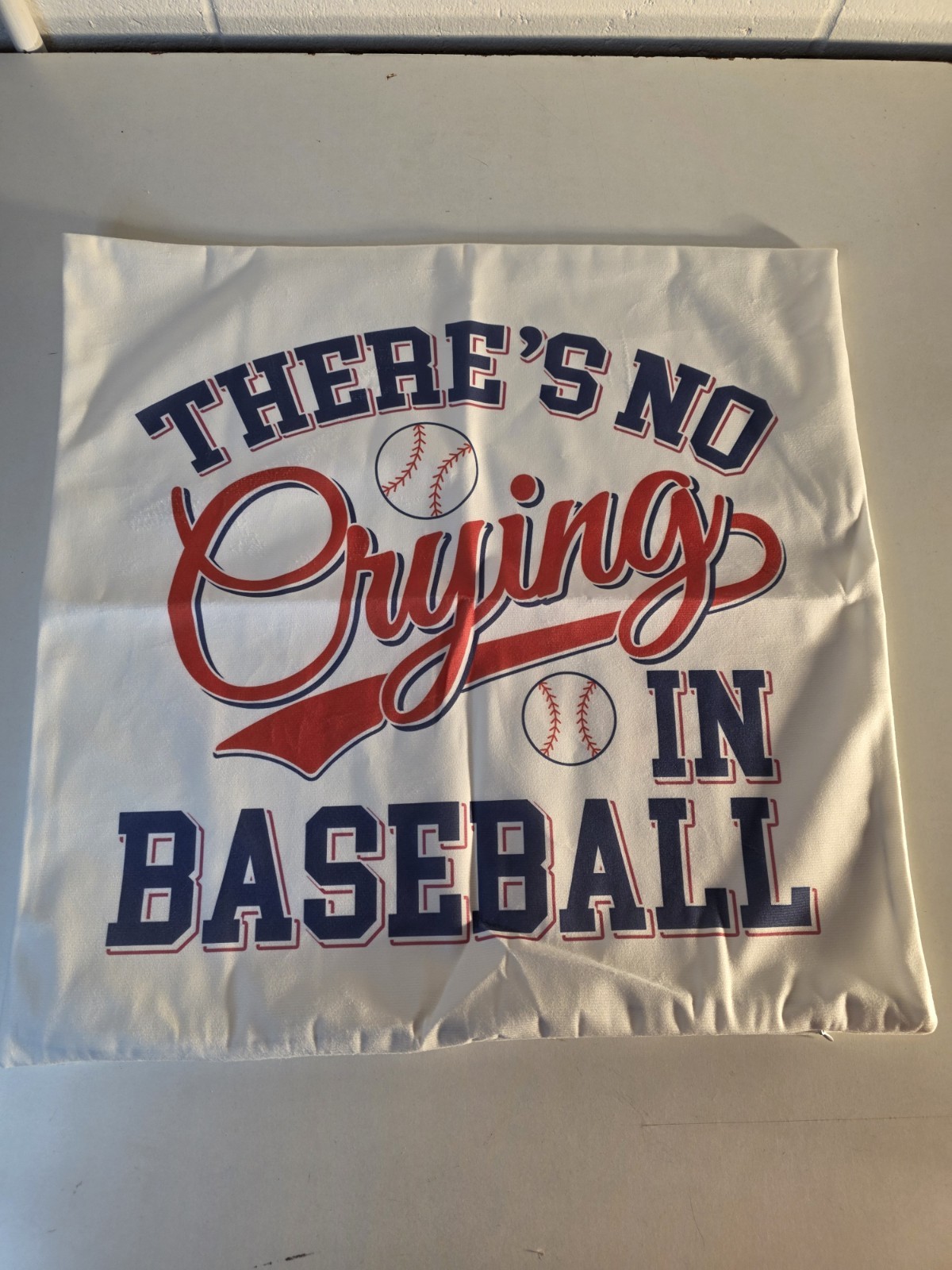 New Baseball Theme Pillowcase "There's No Crying In Baseball" Sports Fan Gift