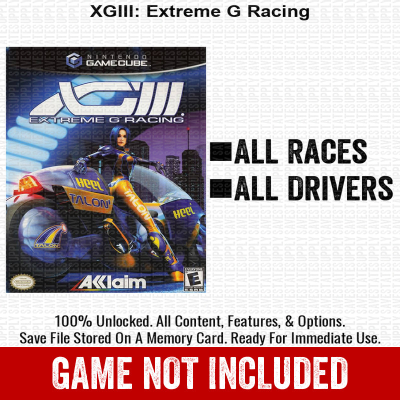 XGIII Extreme G Racing 100% Nintendo GameCube Memory Card Save CHEATS