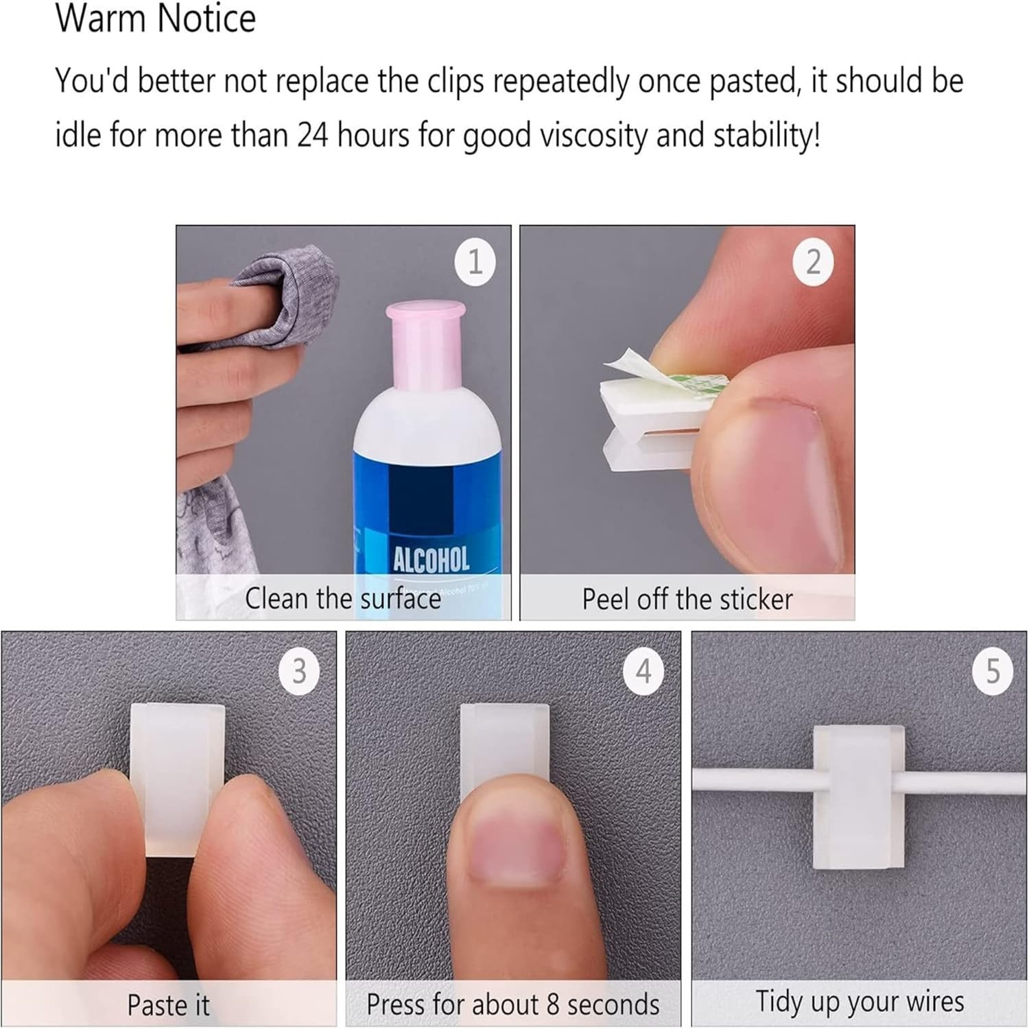 Small 100 Pcs Self-Adhesive Cable Clips - Effortless Wire Management Solution