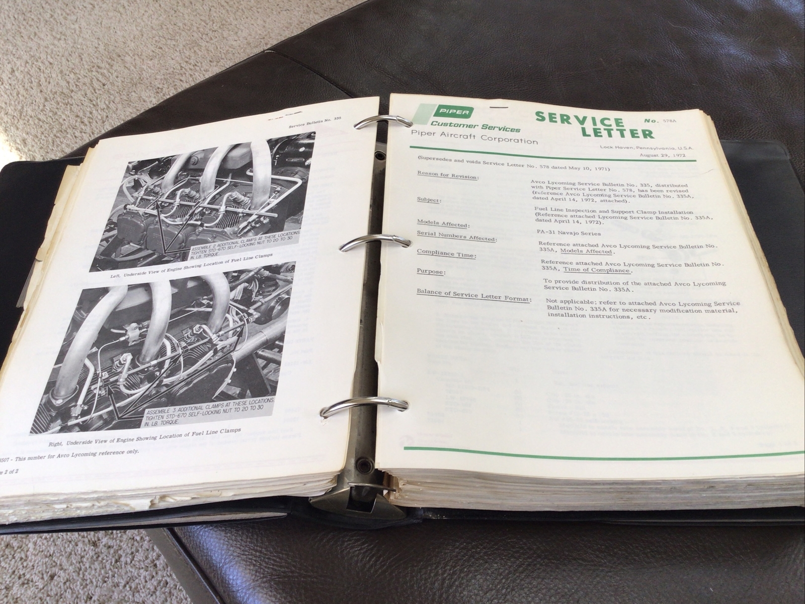 Piper Aircraft Service Letters 550-699 1970’s
