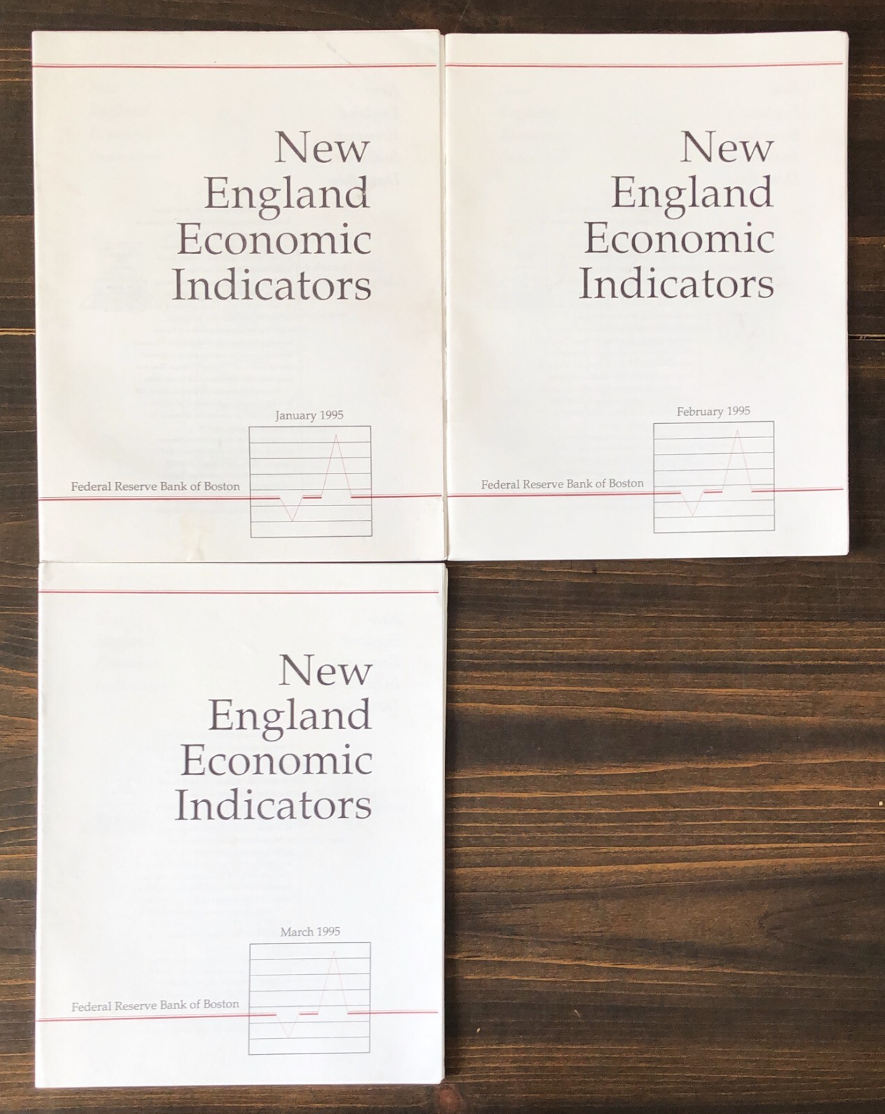 1995 New England Economic Indicator by Federal Reserve Bank of Boston - Lot of 3