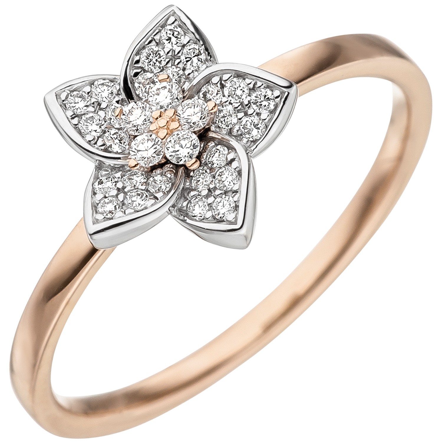 Jobo ladies' ring 585 gold rose gold White gold two-tone 30 diamonds brilliant rose gold