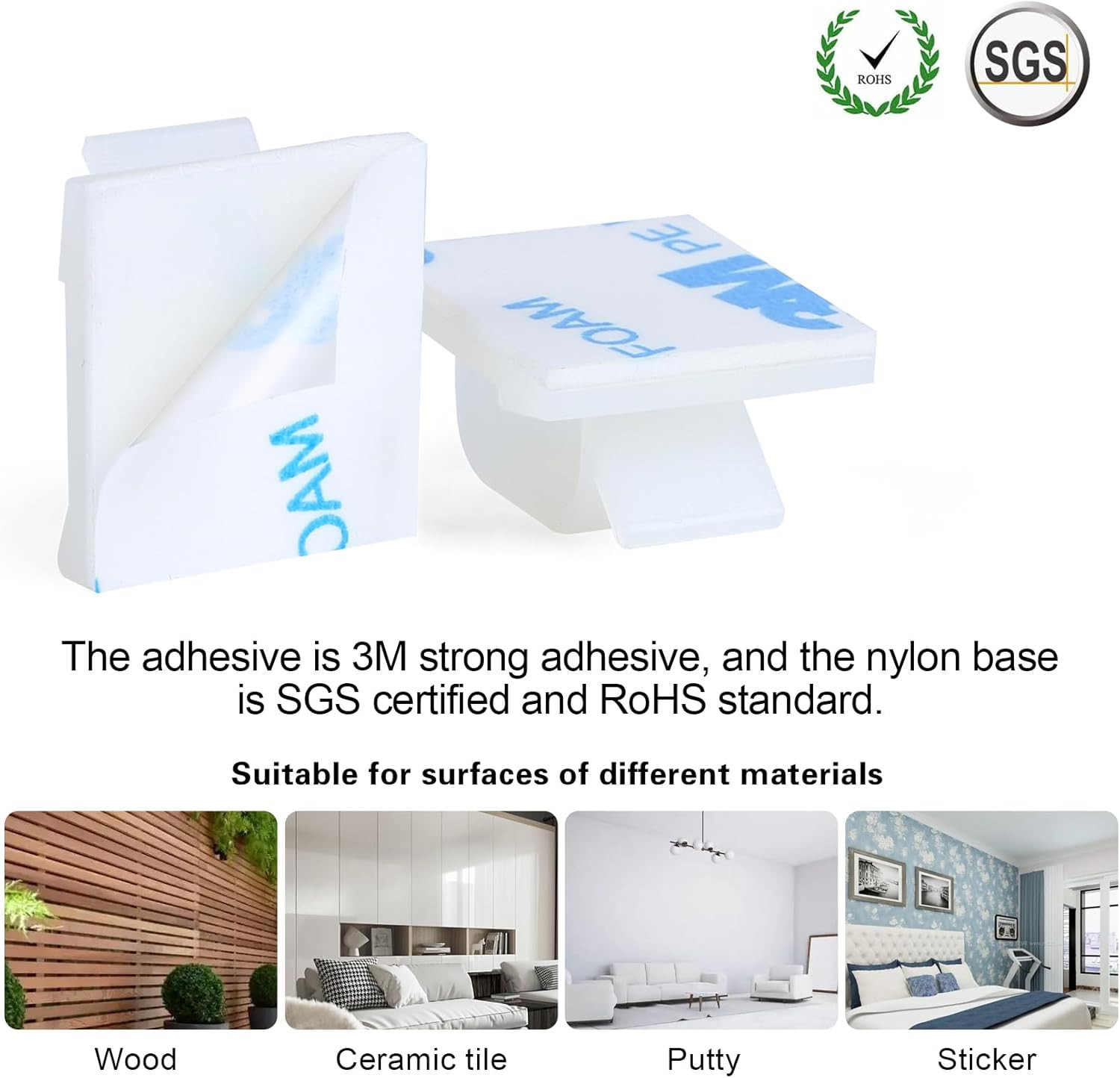 120 Pcs Adhesive Cable Wire Clips White, Cable Staples Outdoor Cable Management
