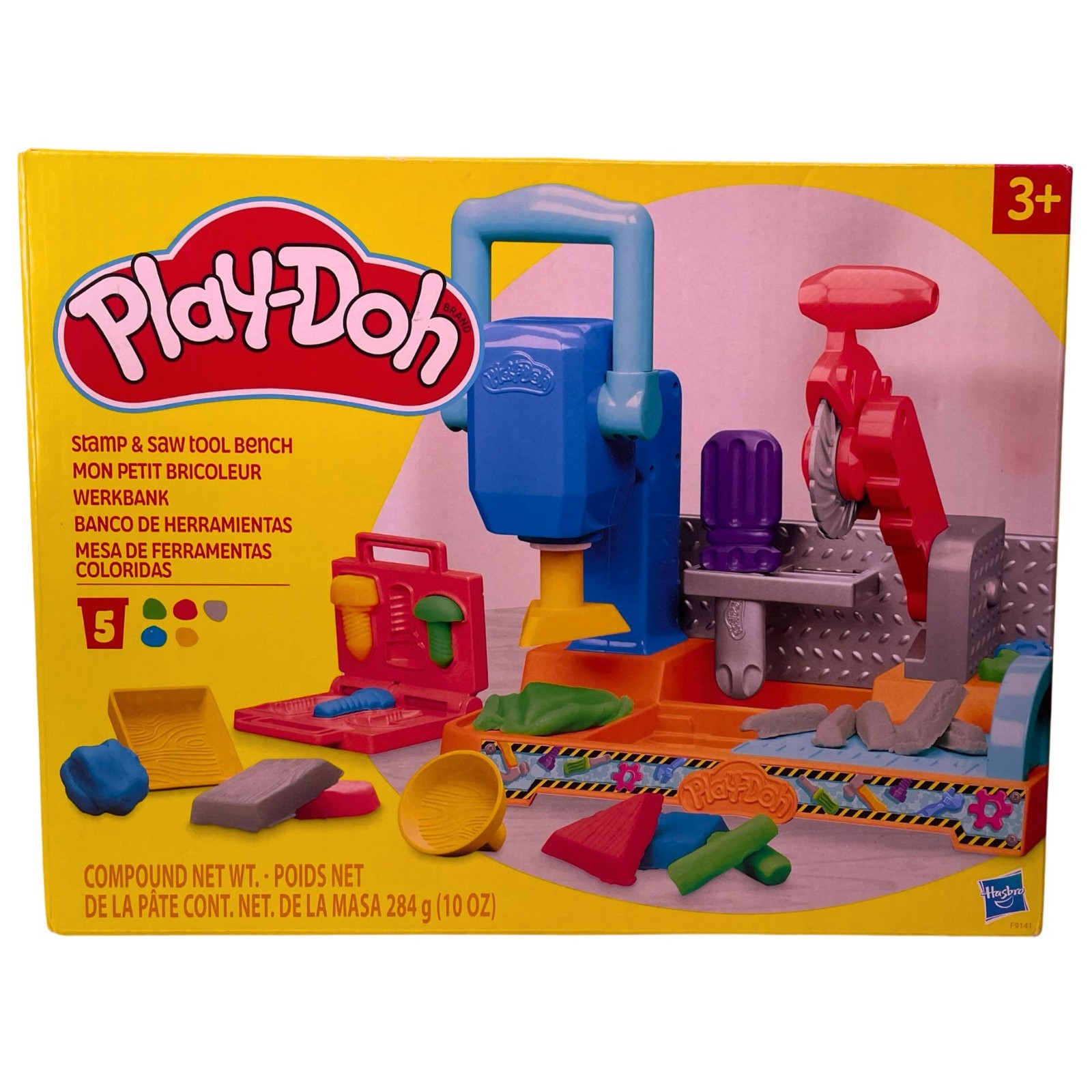 Play-Doh Stamp & Saw Tool Bench Playset with 5 Cans of Modeling Compound