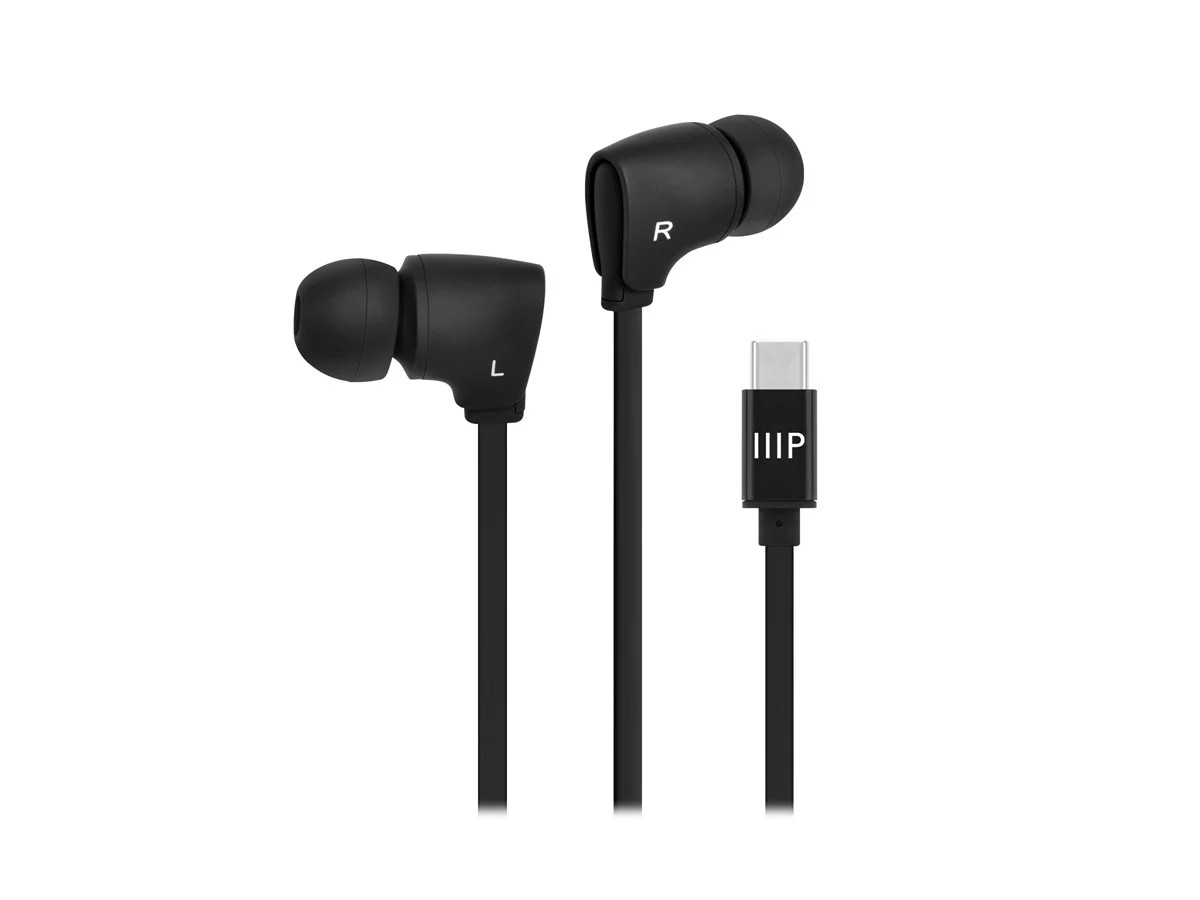 Monoprice Premium USB-C Wired Earbuds with Mic for Smartphones, Tablets,